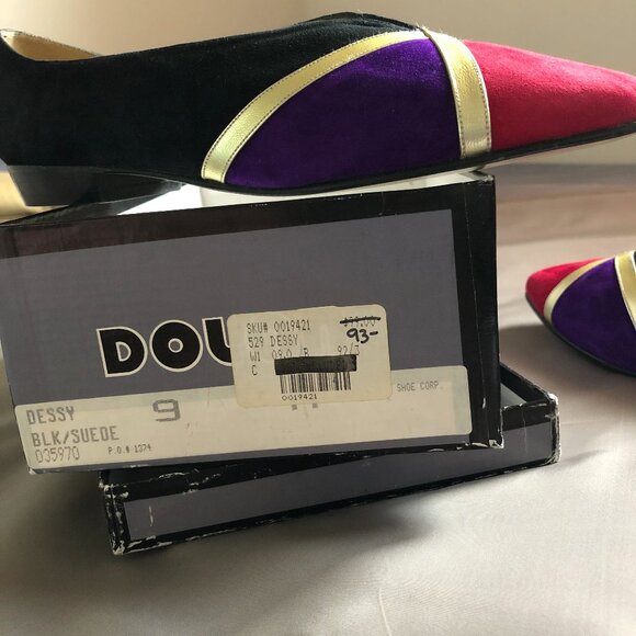 Dolan Black Purple Red Suede Shoes - Picture 4 of 8